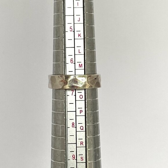 Sterling Silver 925 GA 5MM Hammered Genuine White Pearl Band Ring Sz 6.5 - Picture 9 of 16